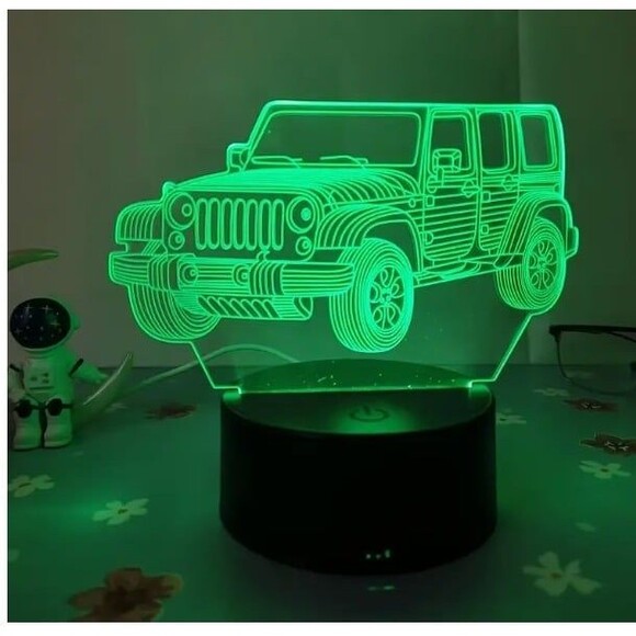 3D Illusion LampJEEP Pattern USB Creative 3D Night Light, Off-Road Enthusiast Gi - Picture 2 of 7